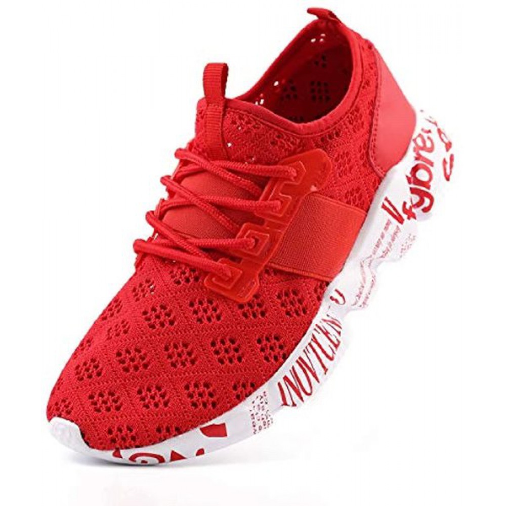 Men's Lightweight Breathable Mesh Street Sport Walking Shoes Casual Sneakers Red