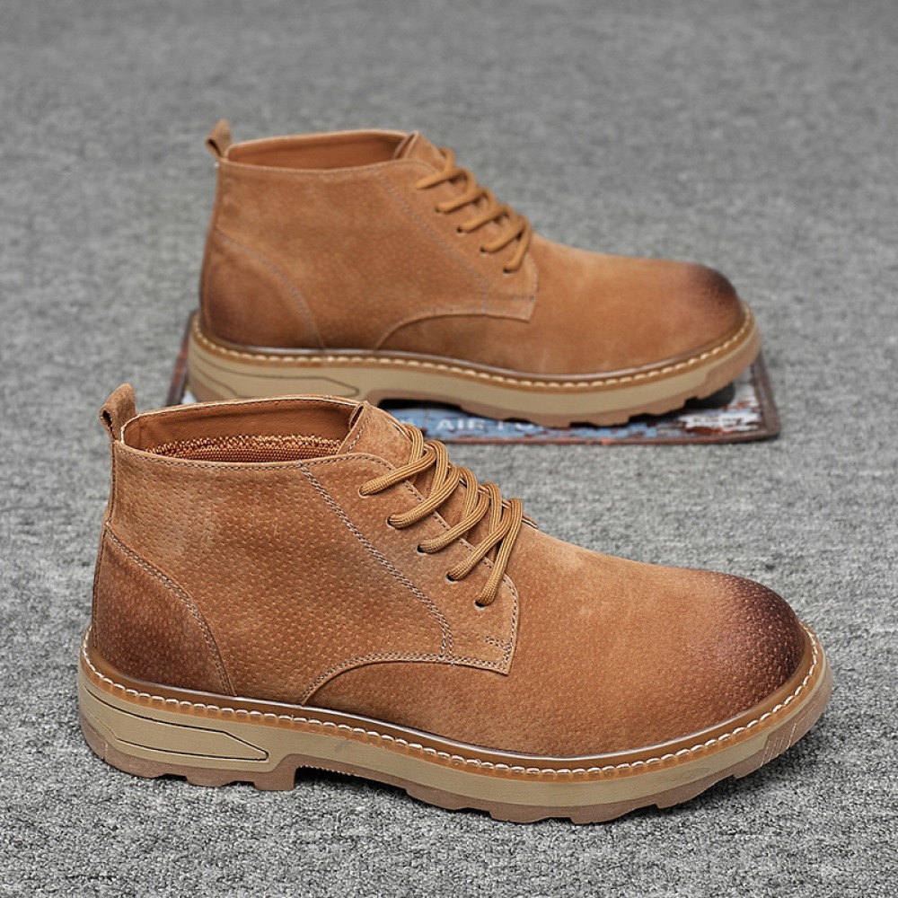 Men's Winter New Leather Martin Boots High-Top Leather Shoes Tooling Shoes Trend