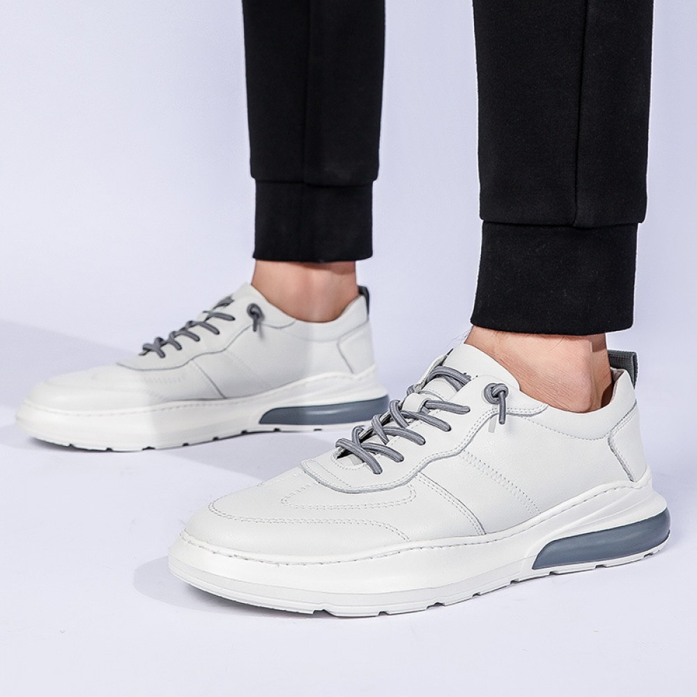 Men's Autumn Trendy New Breathable Leather Casual White Shoes