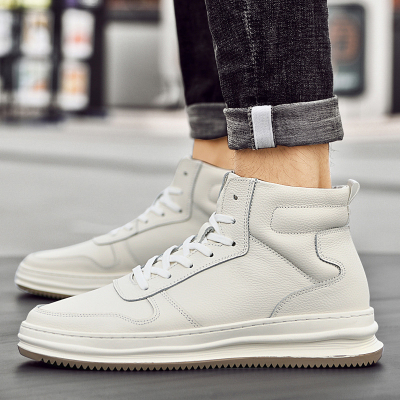 Men's Leather High-Top Casual Warm Sneakers